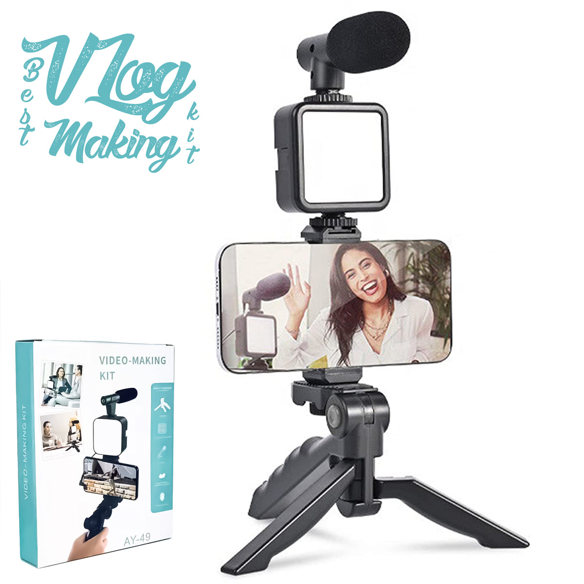 AY-49 VIDEO MAKING VLOGGING KIT WITH MICROPHONE